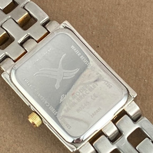 Vintage Eddie Bauer Dress Watch with Date Tank Style 2 Tone Gold and Stainless - Picture 8 of 8